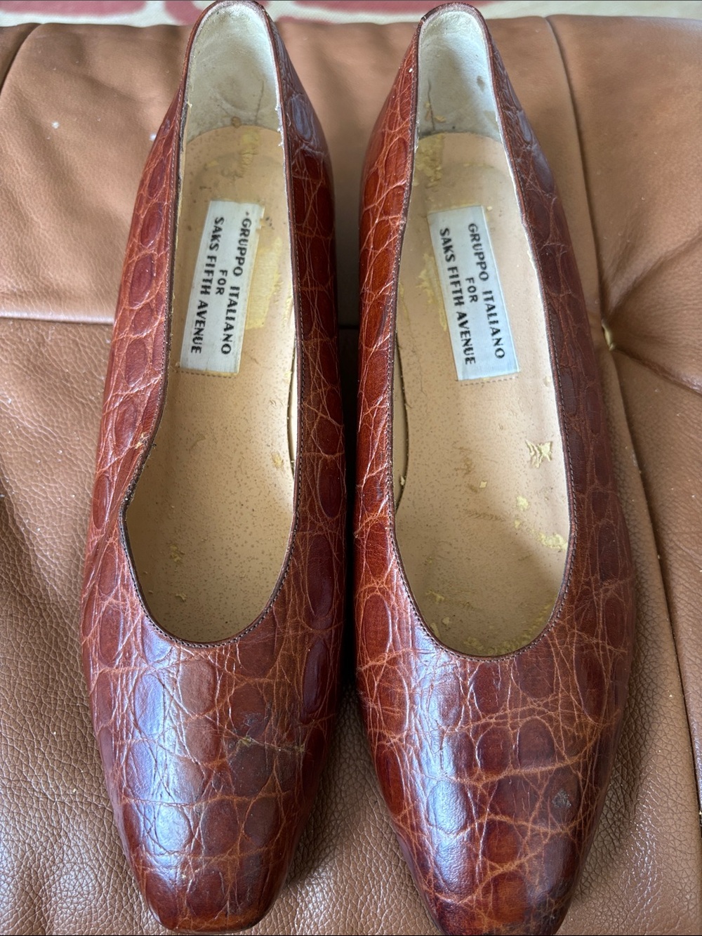 NWOT Brown Croc-Embossed Women's Heels